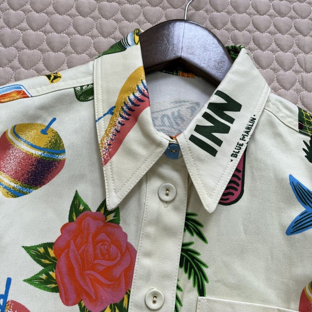 NWT ALEMAIS x Alan Berry Rhys Samaki Cropped Organic Cotton Shirt Women's Size 0 - Picture 5 of 13